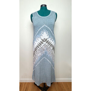 Kinross 100% Linen Dress Women’s Small Sleeveless blue gray tie dye print summer